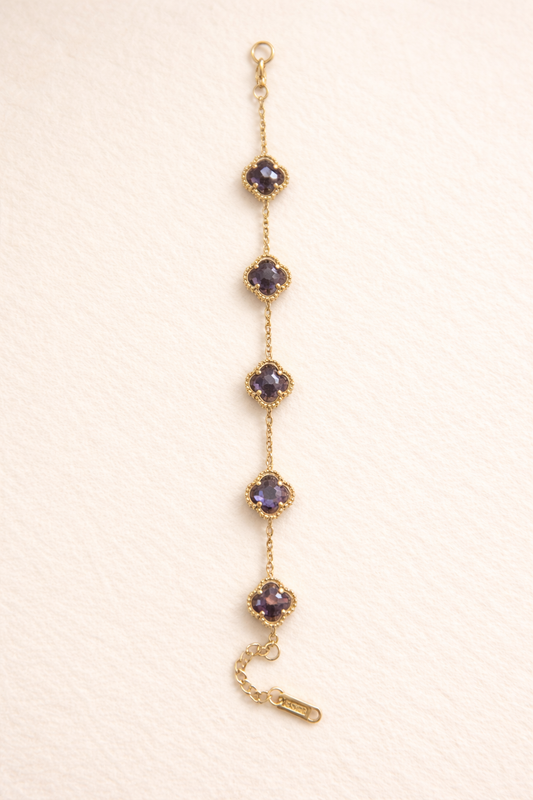 Βραχιόλι Clover Style Gold με Πέτρες