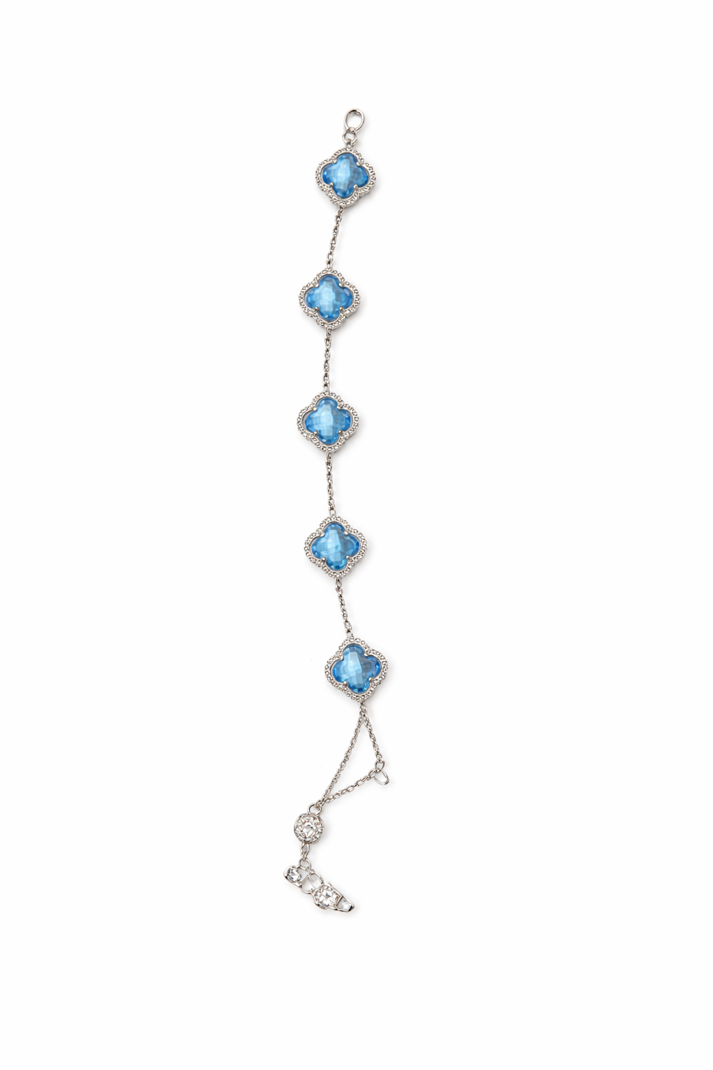 Βραχιόλι Clover Style Silver με Γαλάζιες Πέτρες